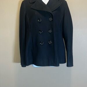 Michael Kors Women’s Black Classic Double Breasted Peacoat Wool-Blend SZ Large